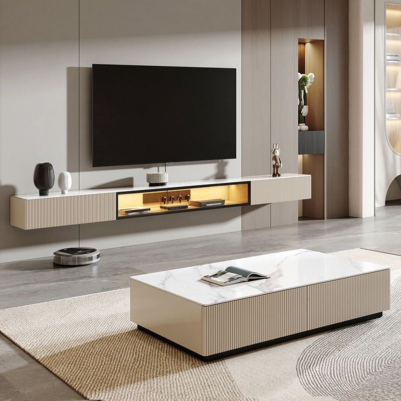 岩板悬空电视柜简约现代悬挂式电视机柜一体式客厅轻奢风壁挂墙柜