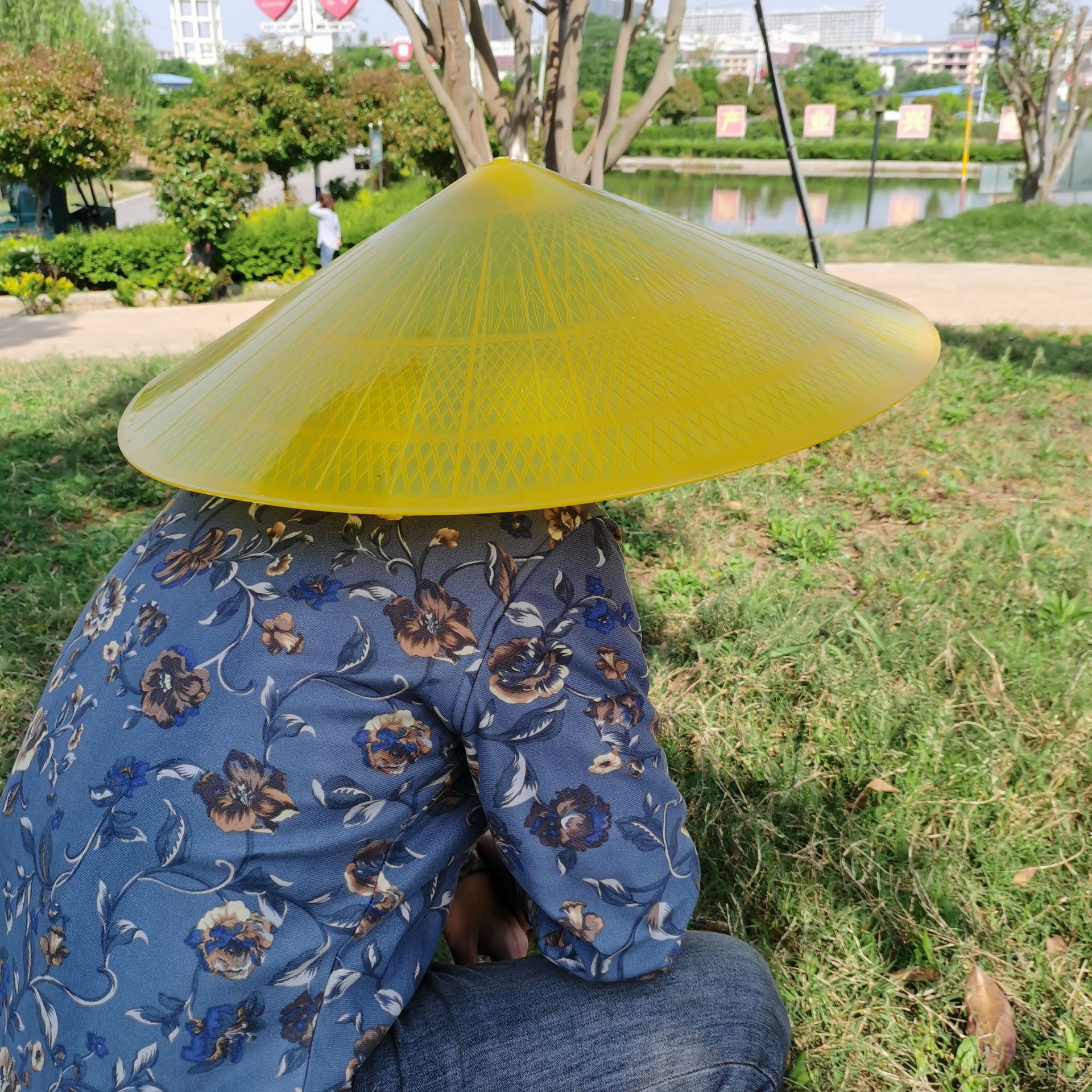 加厚牛津塑料斗笠挡雨斗笠遮阳帽防晒农民帽渔夫帽采茶帽厂家批发