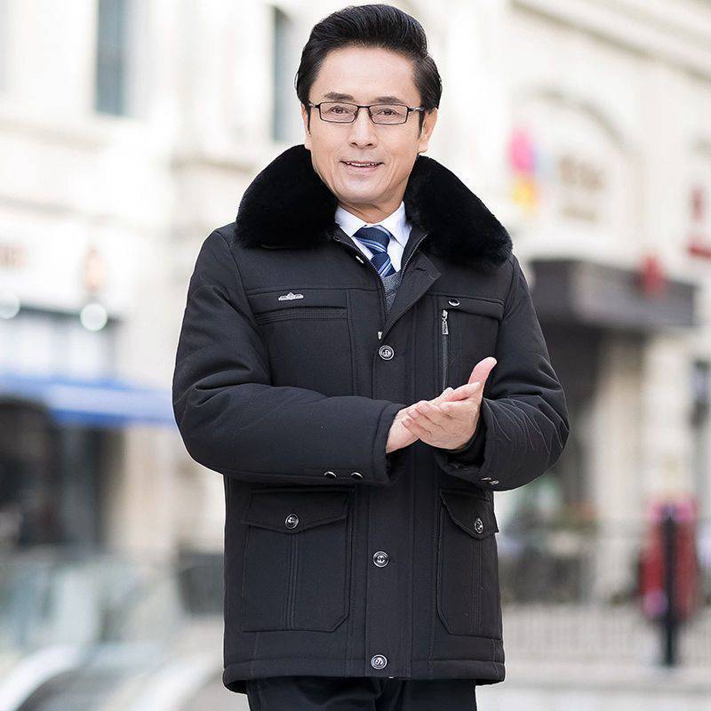 冬季中老年人棉袄男可拆卸内胆超厚加绒爸爸棉袄老人棉衣爷爷棉服