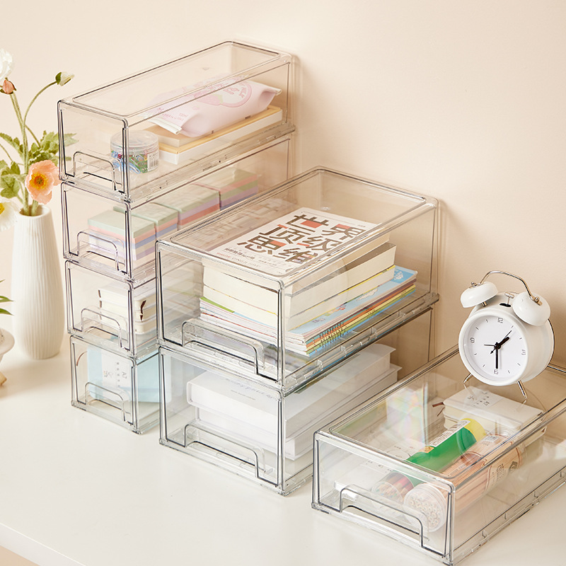 Simple Drawer Storage Box Desktop Overlay Cosmetics Sundries Storage Box Storage Box Office Stationery Multi-Layer Finishing Box