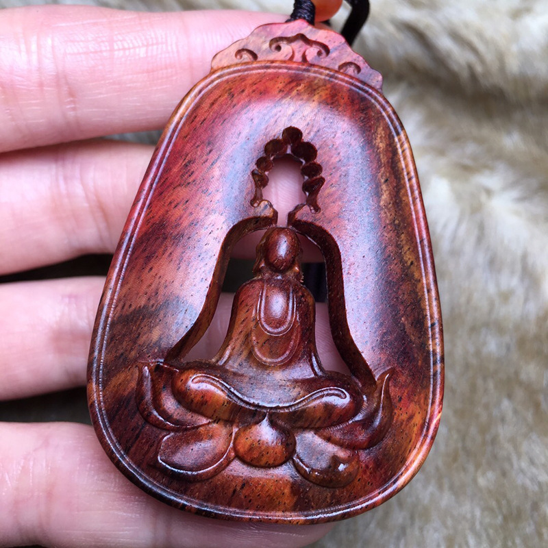 海南黄花梨无相佛紫油梨项链吊坠木雕工艺品红木手把件汽车挂件