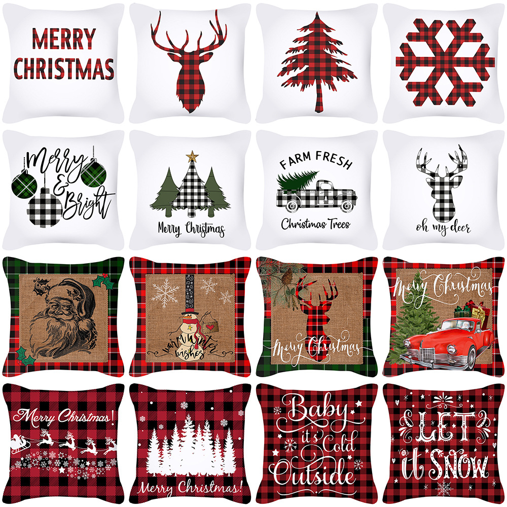 2024 Amazon New Ins Cartoon Christmas Gift Pillow Cover Holiday Cushion Throw Pillowcase Furnishings