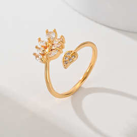 2024新款时尚设计多款式开口戒指女首饰铜镶锆精美饰品跨境流行