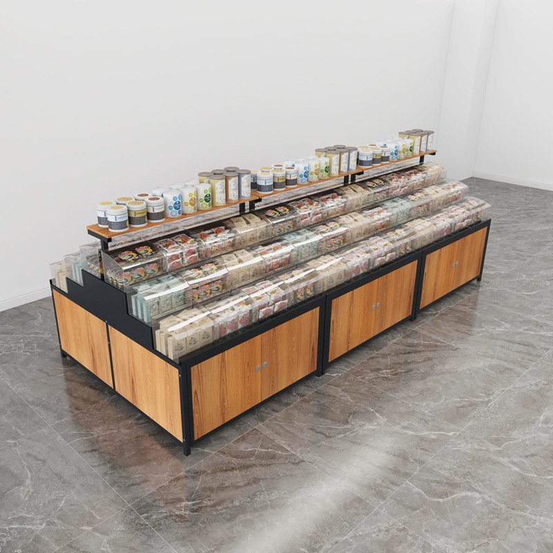 超市散称零食货架展示架糖果饼干瓜子散装食品柜五谷杂粮干果架子