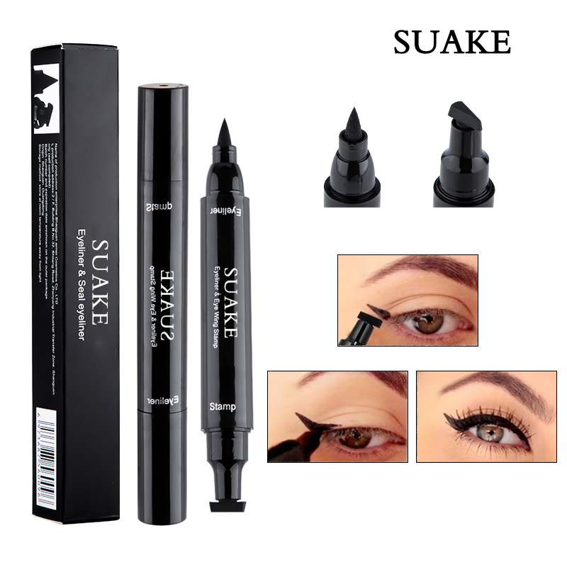 cross-border foreign trade suake/suake double-headed seal eyeliner lazy two-in-one wing seal liquid eyeliner