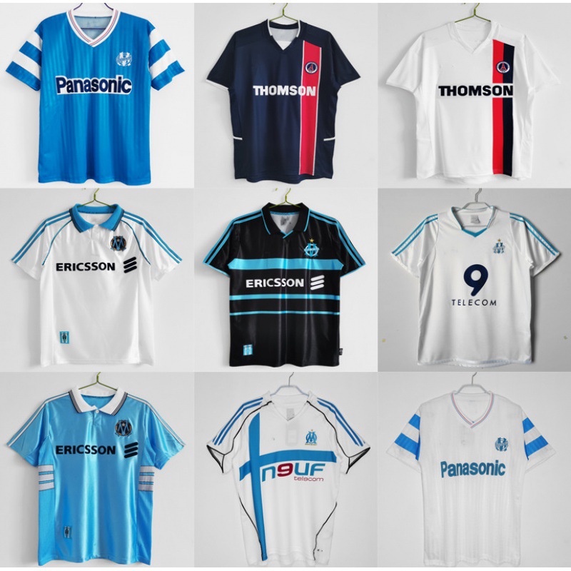 法甲全联赛psg巴黎里昂复古球衣 马赛瓦德尔博利复古足球服承接代