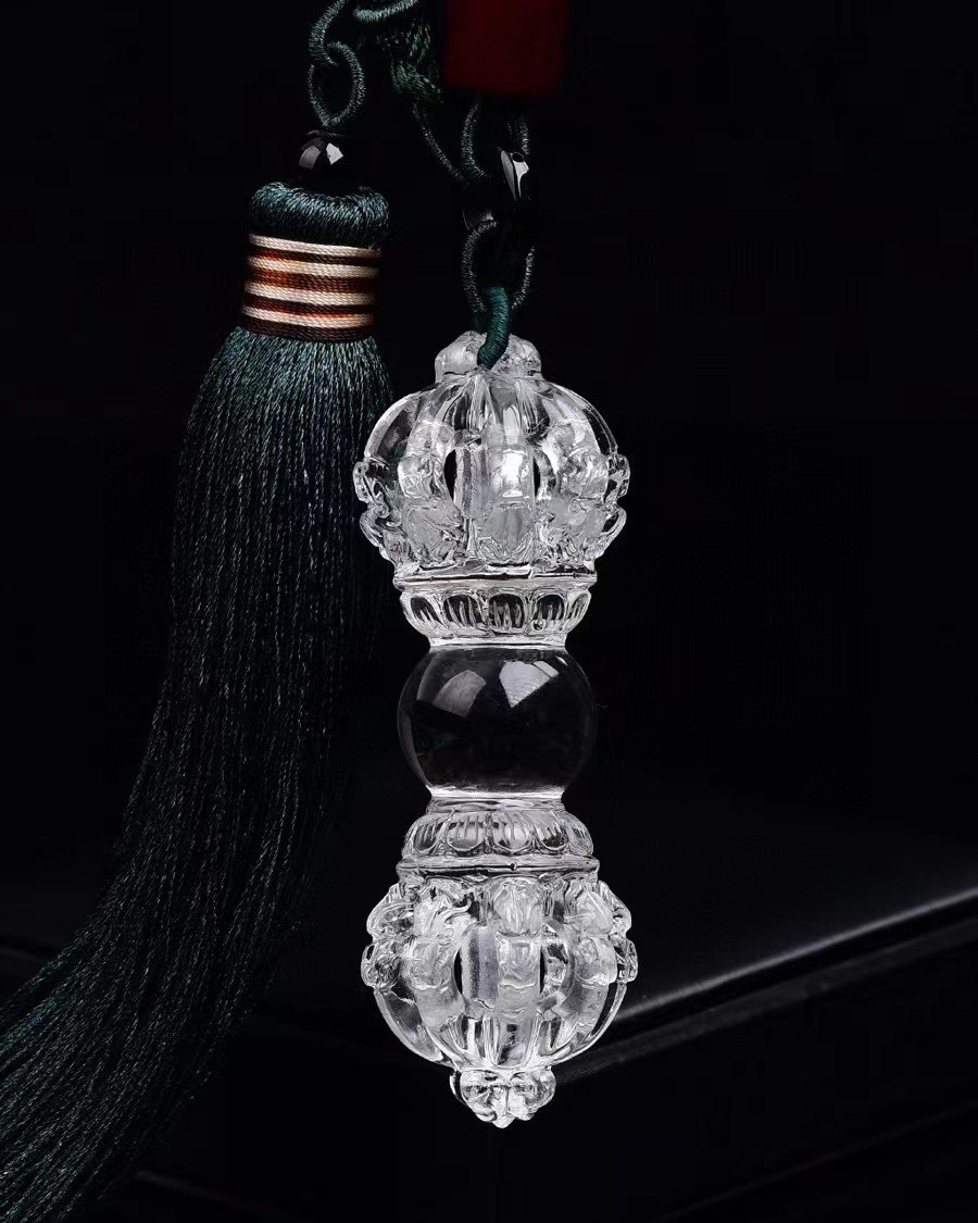 大号白水晶9股降魔杵金刚杵金刚铃车挂吊坠法器