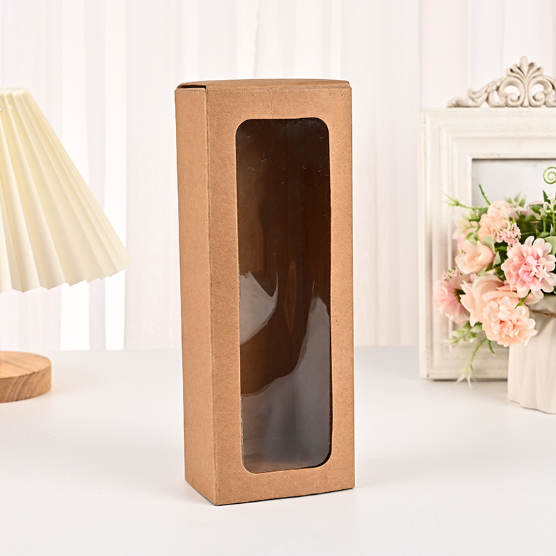 牛皮纸开窗盒布偶公仔礼物盒批发茶叶包月饼透明包装盒可加印logo