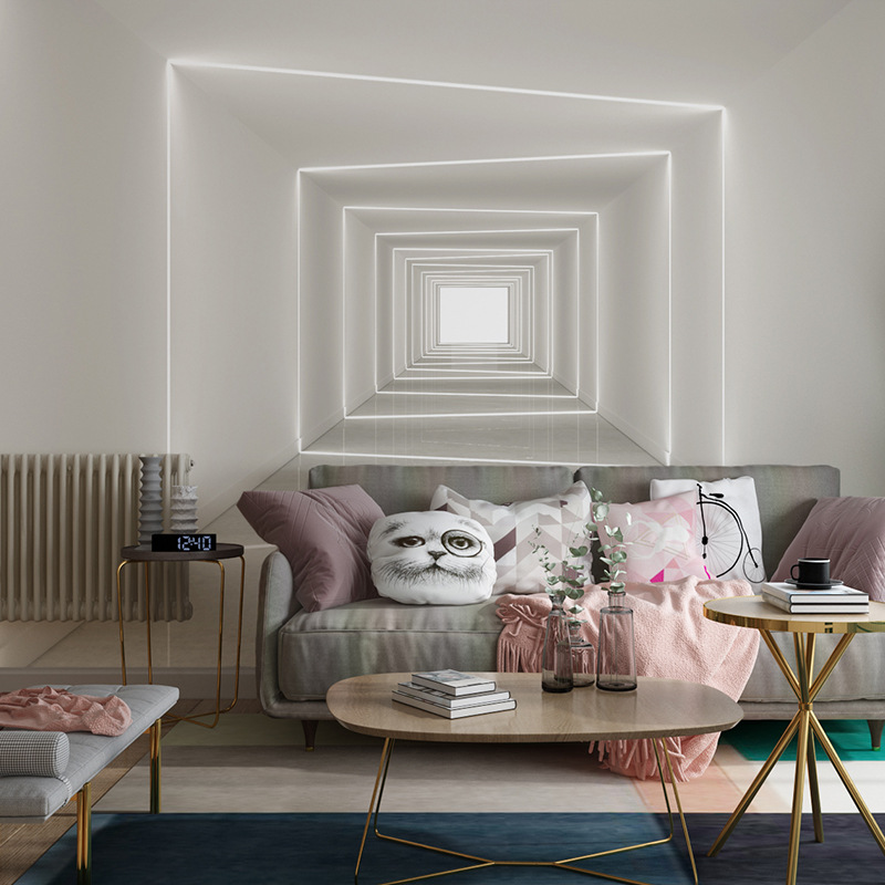 网红女直播间服装店前台办公室背景墙壁纸3d立体壁画延伸空间墙纸