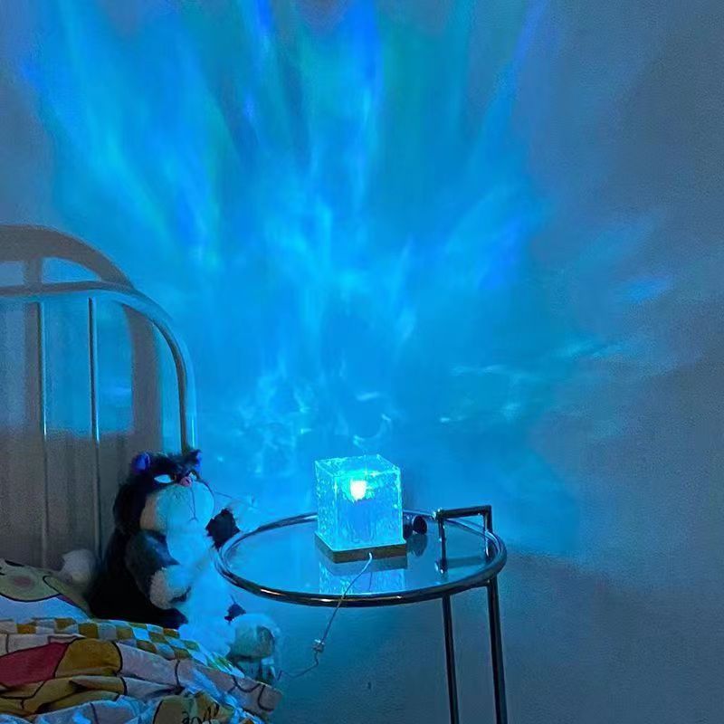 Rotating Water Ripple Lamp Best-Seller on Douyin Ambience Light Bedroom Small Night Lamp Bedside Dynamic Flame Desktop Lamp