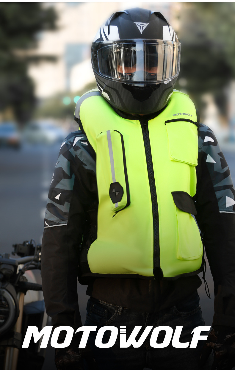 摩托车骑行安全气囊充气防摔装备马甲 赛车户外车队防护反光背心