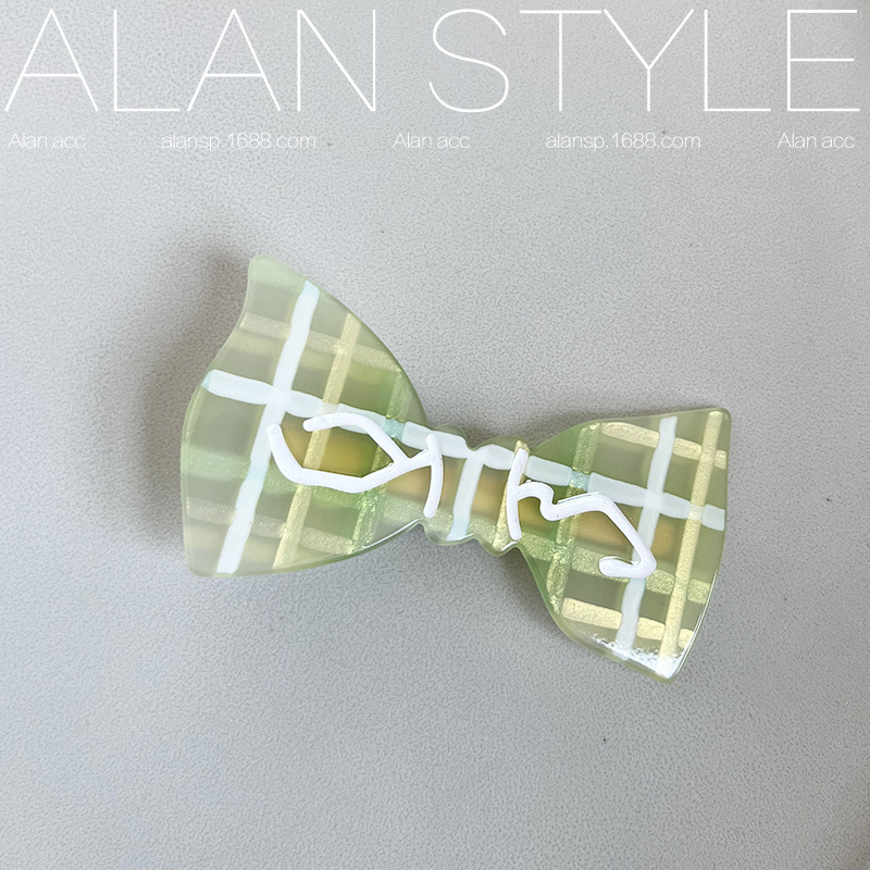 Pink Green Contrast Color Side Clip Side Bang Clip Bow Hair Volume More than Barrettes Cute Ins Spring and Summer Hair Accessories Acrylic