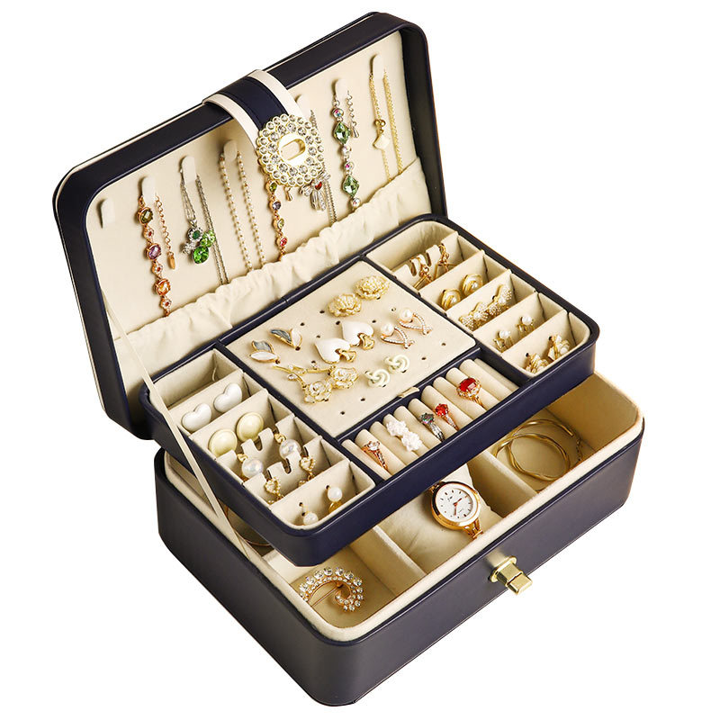 High-End Jewelry Storage Box Necklace Ear Stud Earrings Earrings Light Luxury Exquisite Bracelet Watch Ornament Jewelry Box Wholesale