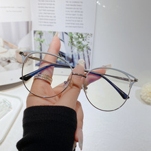 金属光学眼镜复古眼镜架批发超轻眼镜蓝膜平光眼镜可配镜