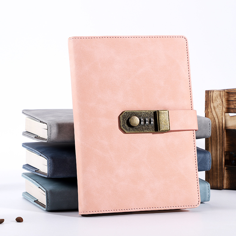 密码本女多功能指纹带锁古风日记本密码锁简约大学生a5超厚加厚少