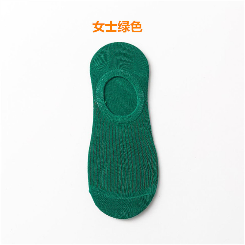 Qianyuan Season Short Socks Full Pure Color Cotton Women's Spring and Summer Shallow Mouth Japanese Style Stripe Silicone Non-Slip Invisible Boat Socks Women Wholesale