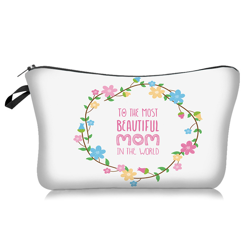 Cross-Border New Arrival Mother's Day Series Cosmetic Bag Handheld Storage Wash Bag INS Style Lazy Portable Travel Bag Factory Direct Sales