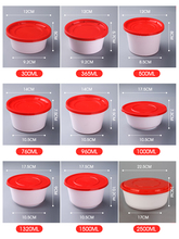 T1FI一次性餐盒加厚圆形商用外卖打包盒白底红盖便当汤碗带盖