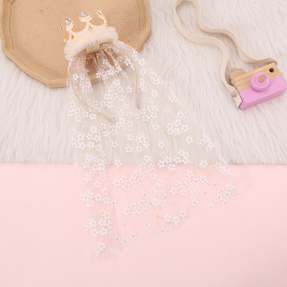 Children's Ice and Snow Veil Crown Hair Clasp Korean Cute Girl Princess Hair Accessories Little Girl Does Not Hurt Hair Accessories