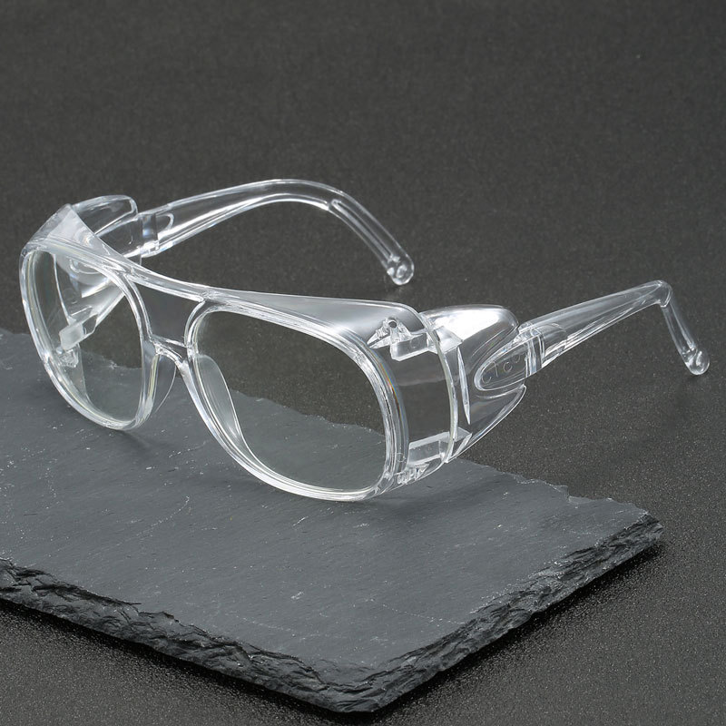 新款全透明大框弧防风沙尘土虫护目眼镜透明灰夜视现货密封好男女