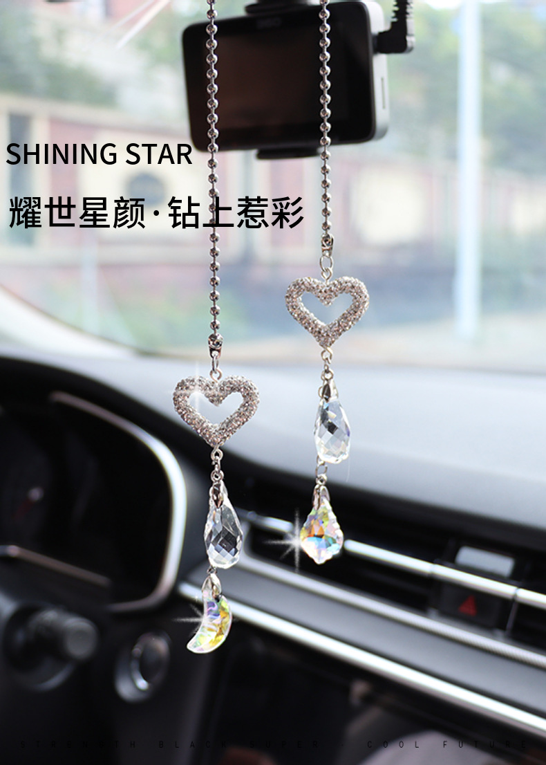 Car Rearview Mirror Pendant, Ceramic Crystal Pendant, Decorative Rhinestone Pendant, Car Crystal Interior Hanging Ornament