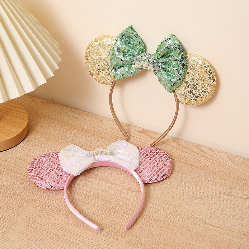 跨境皇冠米奇发饰刺绣蝴蝶结派对头箍游乐园节日头箍儿童发饰现货