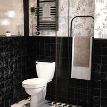 纯黑色工业风复古小方砖  微波浪面 厨房卫生间浴室背景墙砖