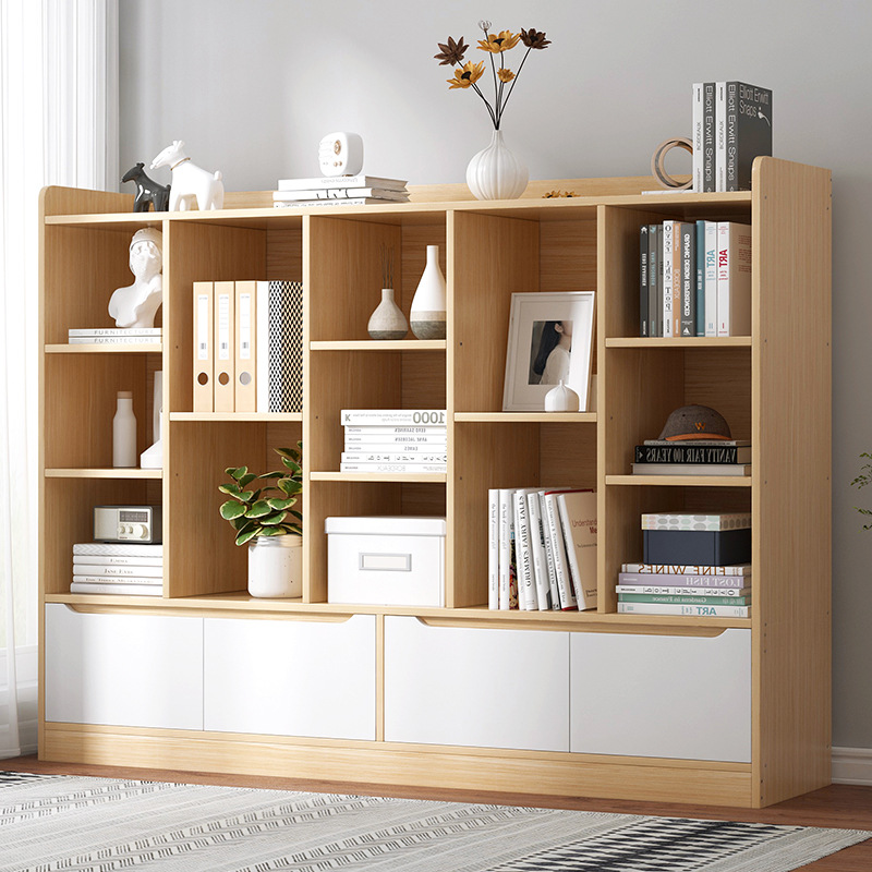 书架书柜带门柜子储物柜客厅靠墙置物柜简易收纳柜落地简约小柜子