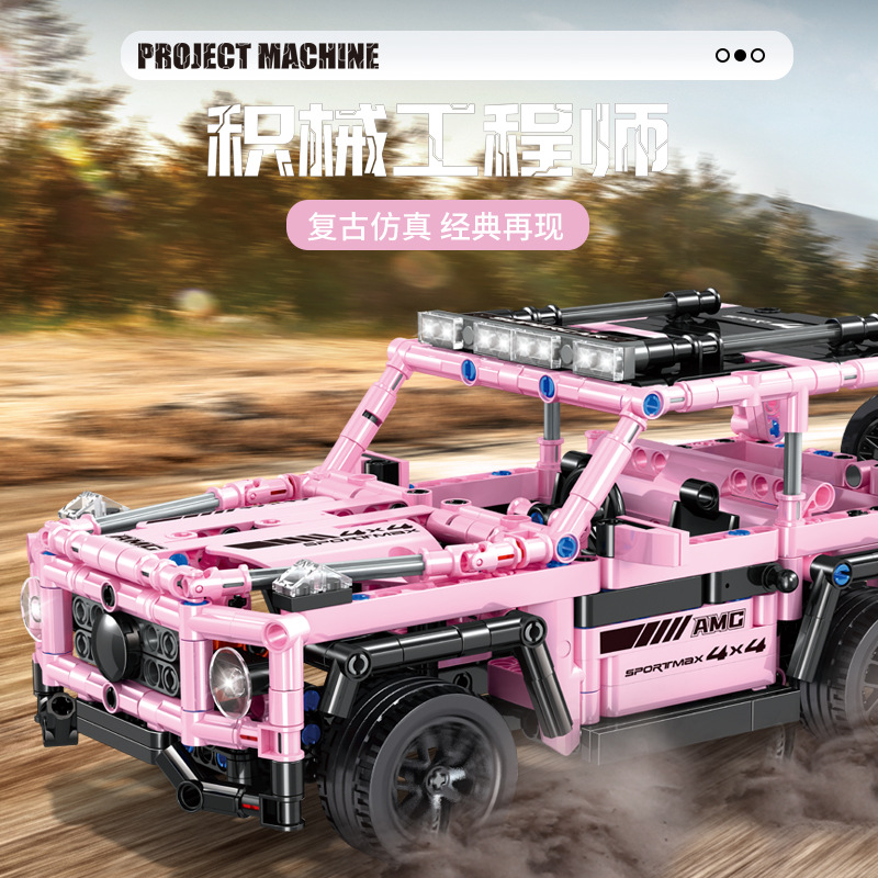 兼容乐高回力车拼装积木复古汽车积械工程爆款男孩大礼盒批发玩具