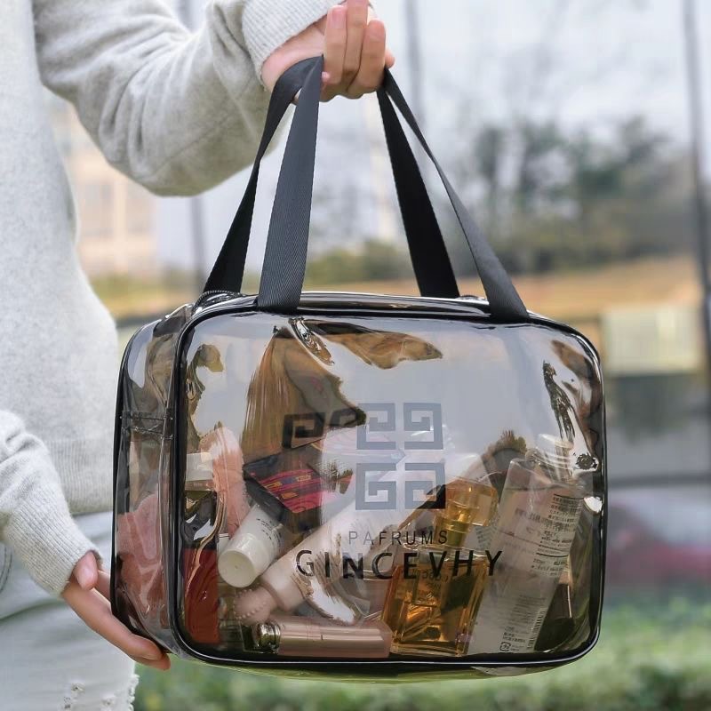 Transparent Cosmetic Bag PVC Wash Bag Travel Storage Bag Waterproof Large Capacity Hand-Held Make-up Bag Buggy Bag