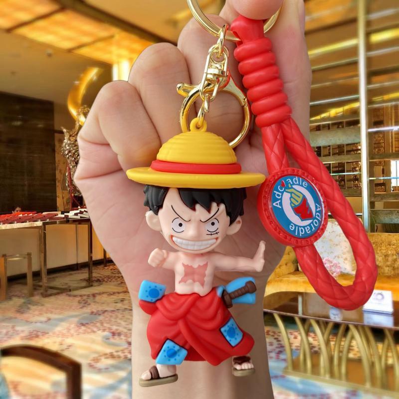 New One Piece Anime Keychain Cartoon Luffy Zoro Toy Bag Package Pendant Car Key Chain Small Gift