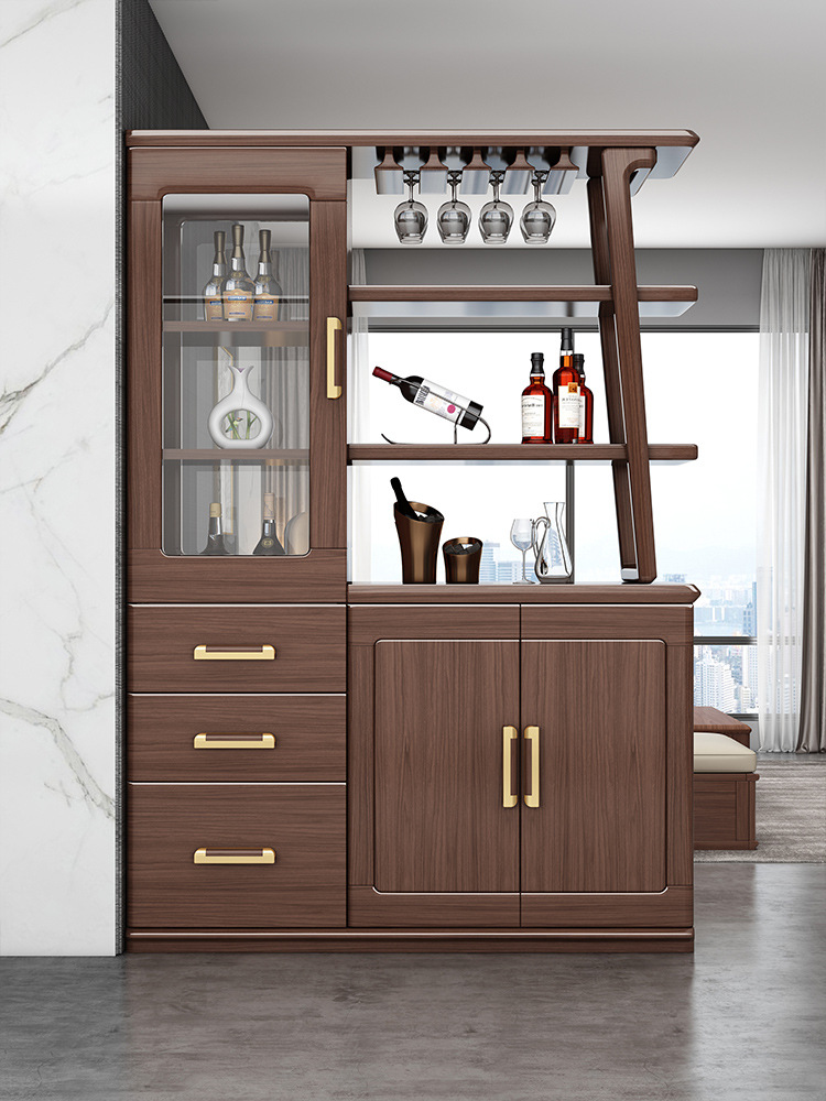 实木间厅柜胡桃木新中式玄关柜简约现代置物架客厅隔断酒柜