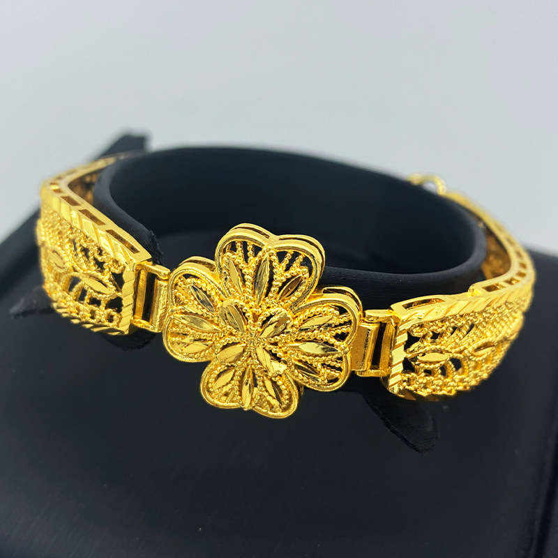 Aini Deyue Nansha Gold Bracelet Female Hollow Flower Geometric Bracelet Gold-Plated Copper Jewelry Vintage Court Style Jewelry