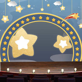 装饰台口才小发言广播站舞台表演区舞台校园背景3d墙纸墙布