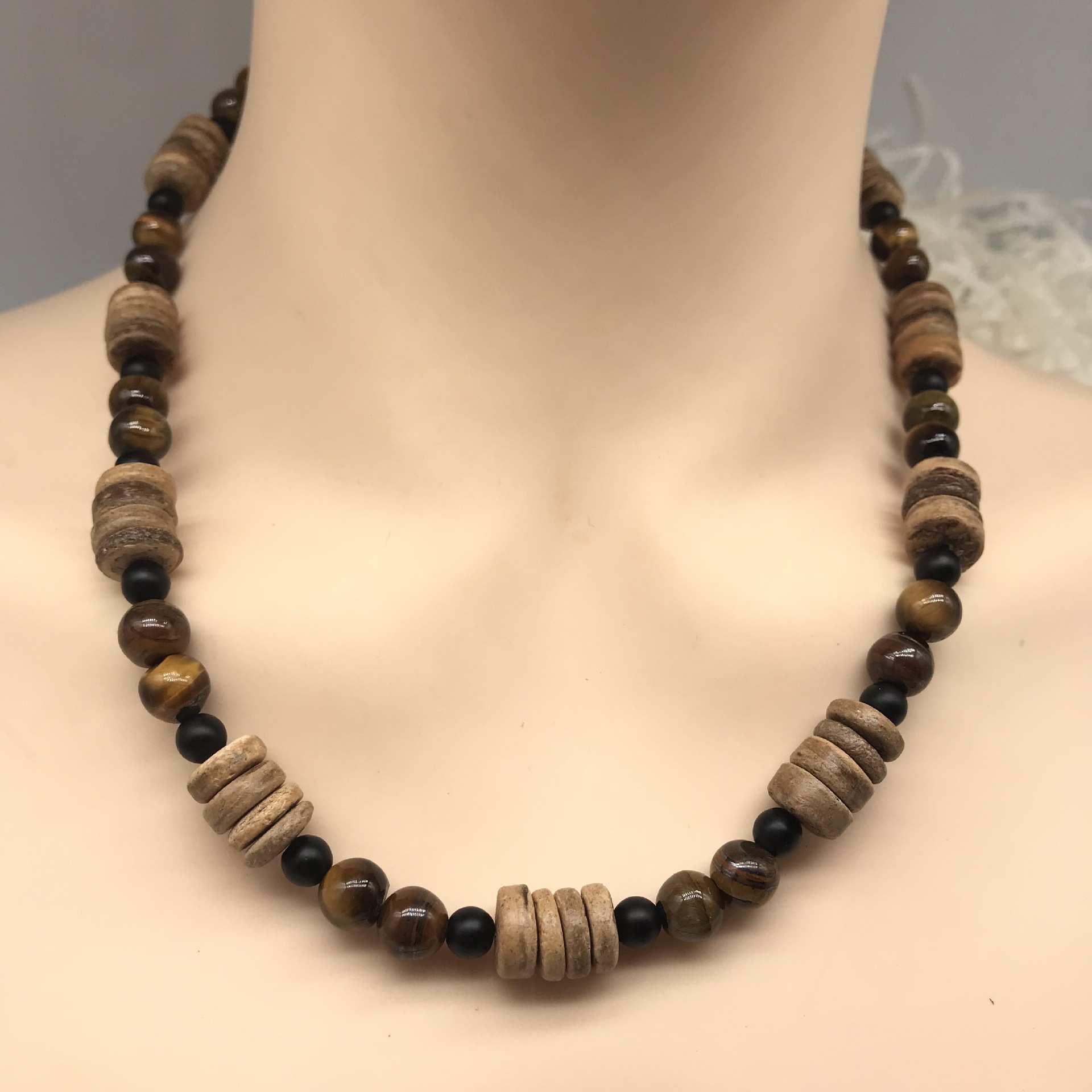 亚马逊新款天然石椰壳串珠项链 欧美民族时尚项链批发可定制尺寸