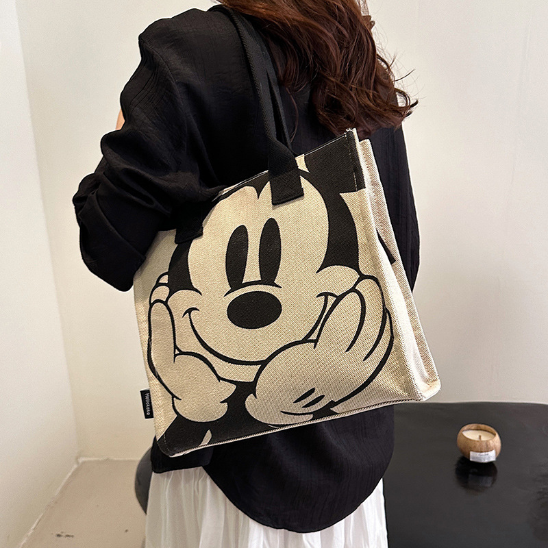 2024 New Cute Fashion Mickey All-Match Shoulder Bag Large Capacity Commuter Canvas Tote Bag Handbags for Moms