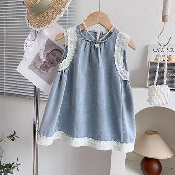 女童连衣裙夏季新款儿童裙子小女孩洋气公主裙无袖背心裙-阿里巴巴