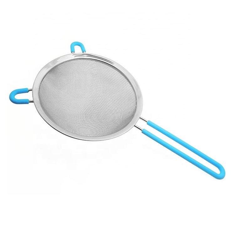 厨房用不锈钢滤网面粉筛 硅胶手柄豆浆油渣滤网漏勺