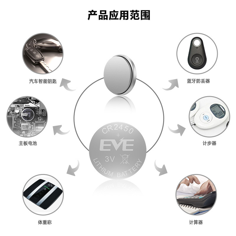 Eve Yiwei Lithium Energy CR2450 Button Battery Electronic Lamp Led Toy Key Special Battery Factory Direct Sale