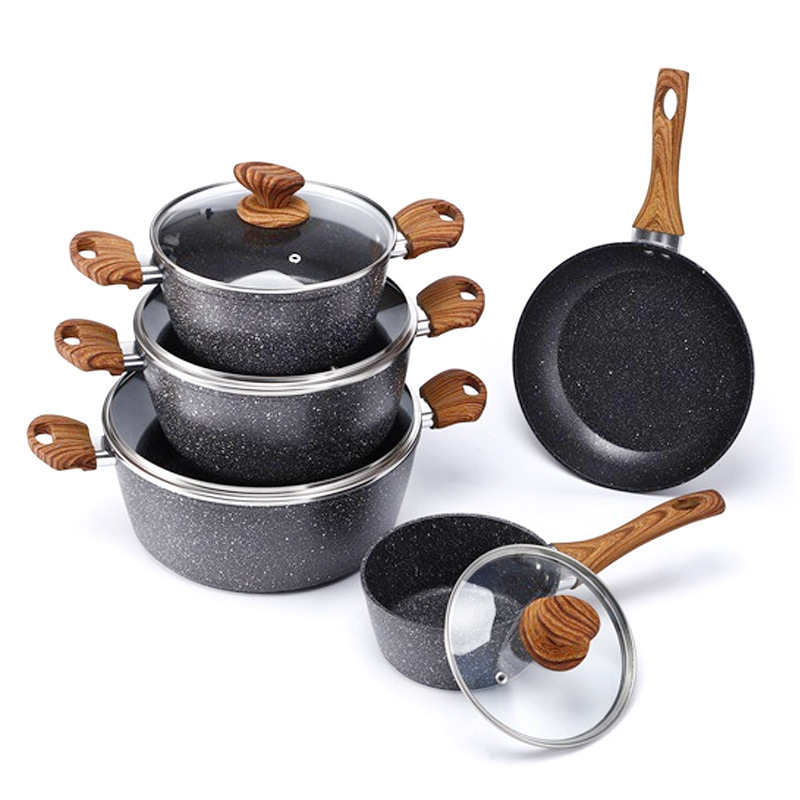 Medical Stone Soup Pot Non-Stick Pan Set Wok Induction Cooker General Cookware Set Wholesale Non-Stick Gift Pot