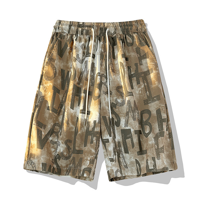 Beach Shorts Men's Summer Thin Graffiti Fashion Printing Large Trunks Baggy Pajama Pants Leisure Vacation Fifth Pants