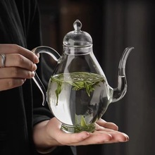 耐高温玻璃泡茶器仿宋手执壶绿茶壶复古美人壶透明玻璃泡茶喝茶壶