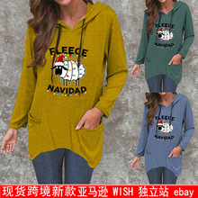 现货独立站亚马逊猫耳朵fleece  navidad绵羊卡通欧美卫衣女装