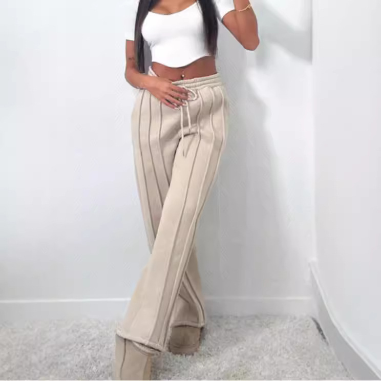 跨境亚马逊休闲裤卫裤女高腰运动裤阔腿裤欧美宽松裤子速卖通秋冬