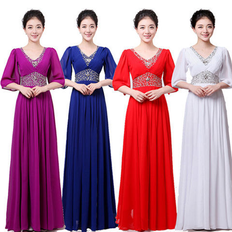 元旦国庆合唱服长裙大合唱团体演出服女中老年指挥主持人舞台服装