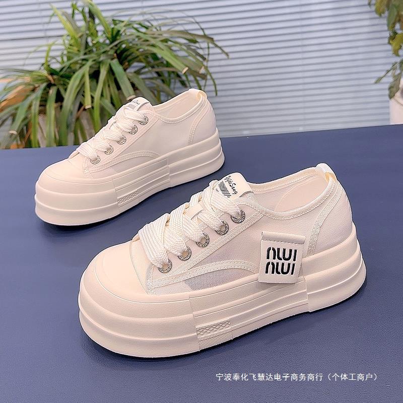 夏季透气网面小白鞋女厚底软底欧洲站女款鞋子2024新款板鞋休闲鞋
