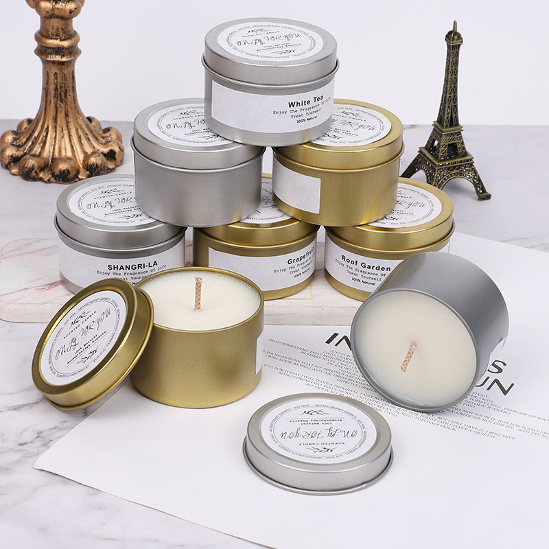 Organic Essence Oil Aromatherapy Candle Household Fragrance Gift Customization Wholesale Creative Cross-Border Tinplate Can Candle