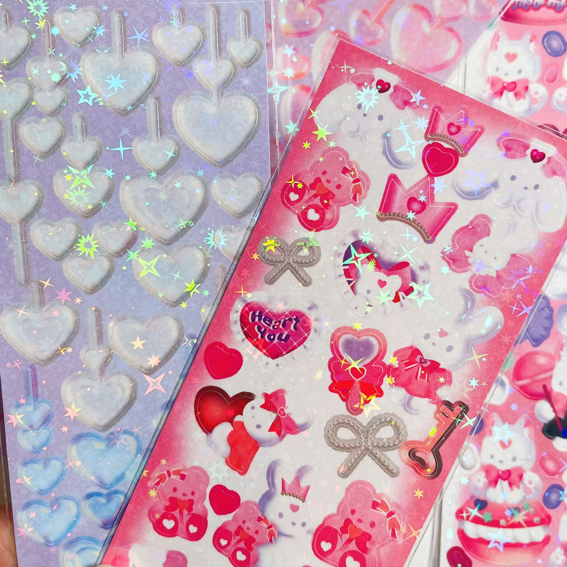 韩国ins风建模立体小兔贴纸爱心可爱风咕卡手账贴纸儿童装饰贴画