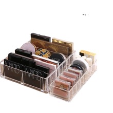 包邮眼影盘收纳盒粉饼口红分隔格透明桌面收纳整理盒彩妆化妆品置