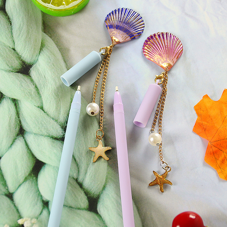Good-looking Hanging Pen Starfish Shell Pendant Gel Pen Ins Girl Heart Ball Pen Cute Office Stationery Wholesale